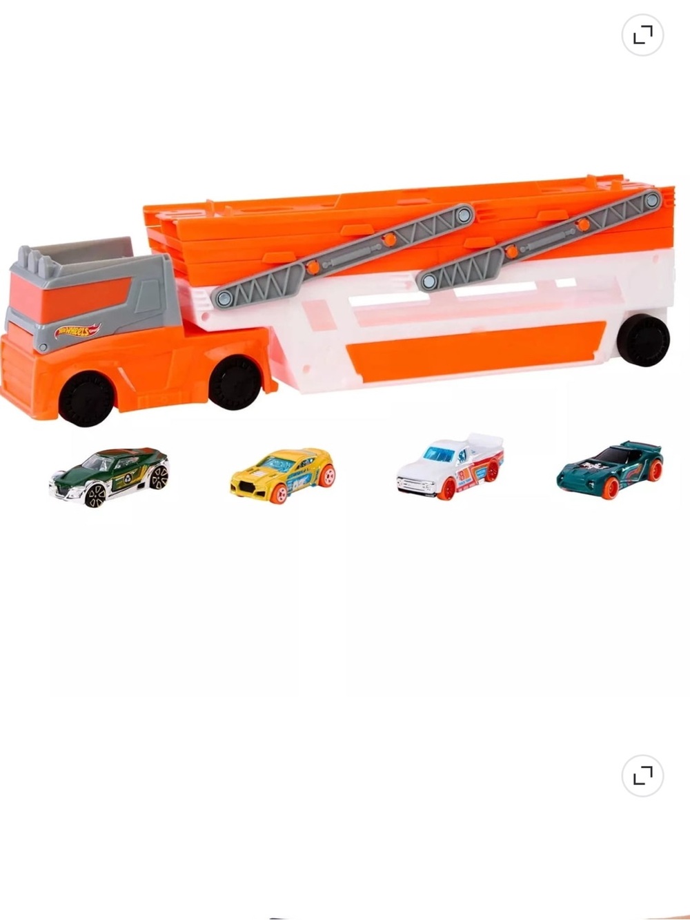 Orange Toy Car Carrier Truck Playset with 4 Mini Cars